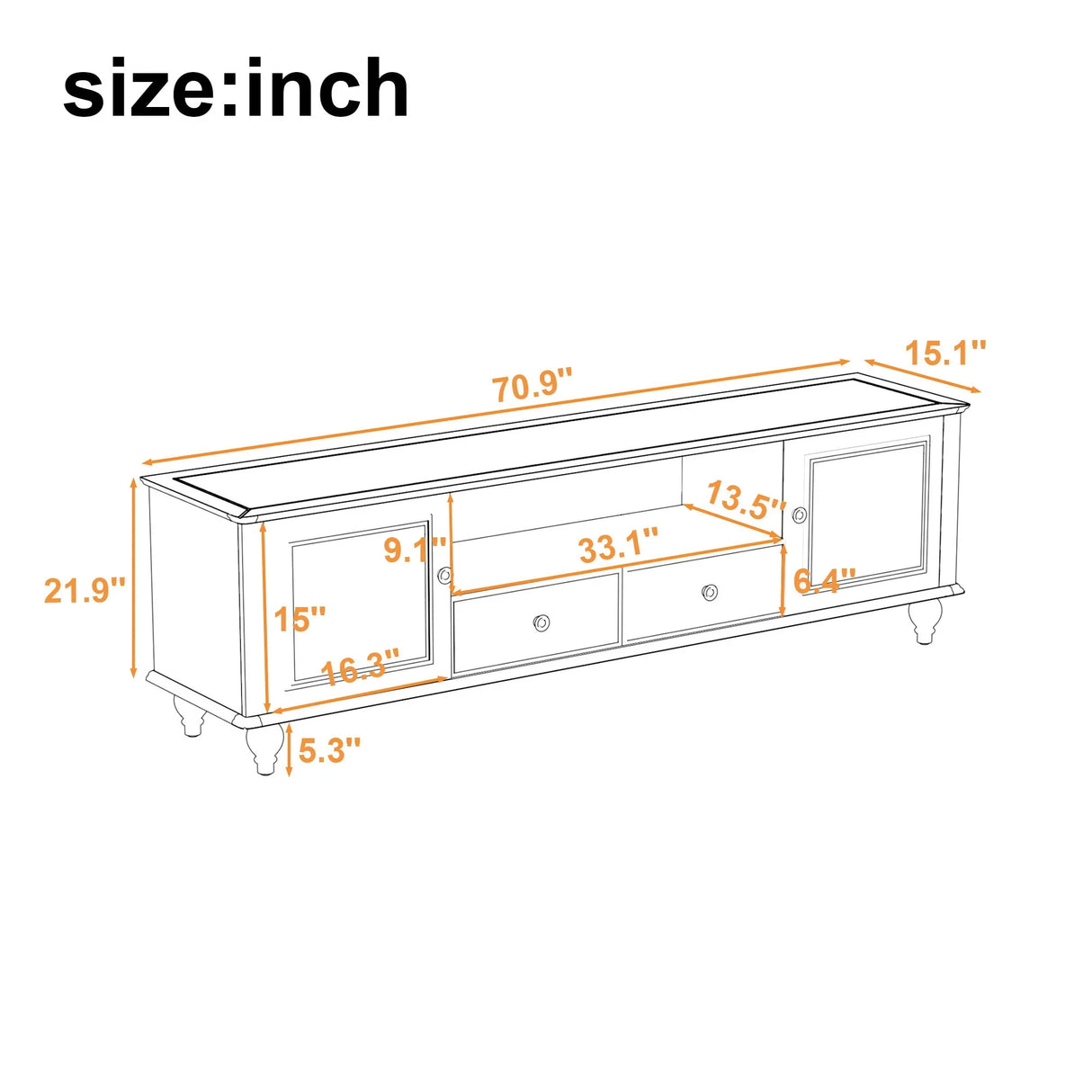 TV Stand For TVs Up To 80", Entertainment Center With Open Compartment - Furniture Home Direct