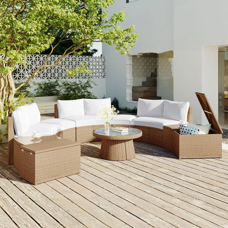 Semi-Circle Outdoor Sectional Set - Furniture Home Direct