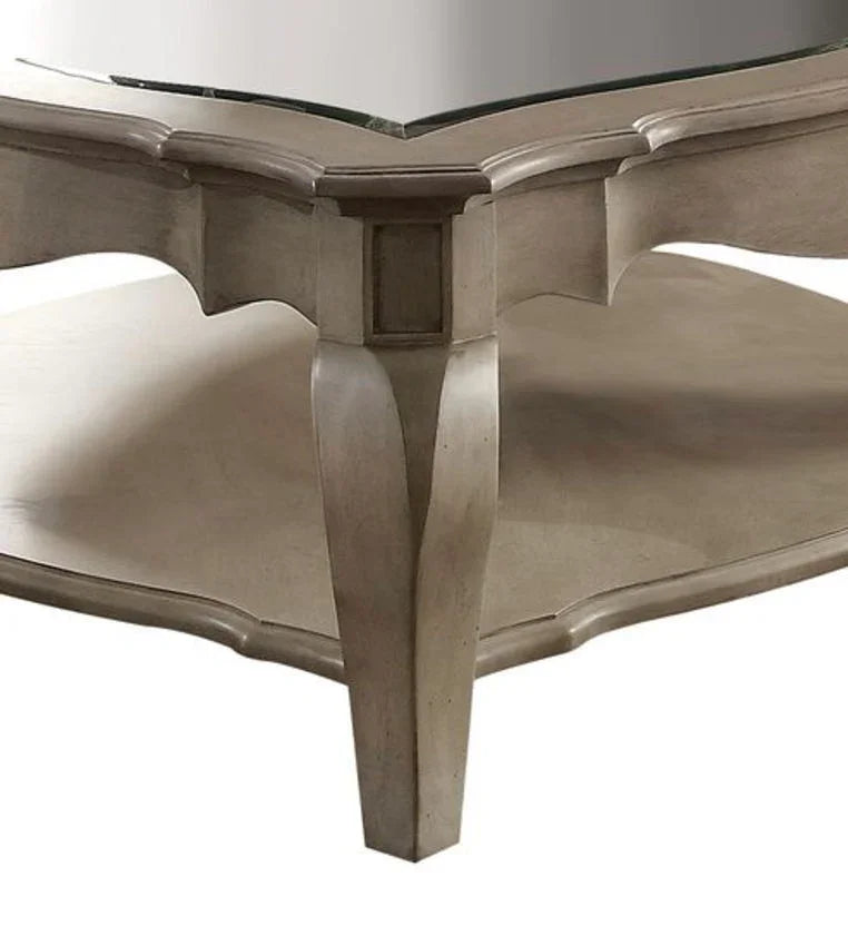 Chelmsford - Clear Glass Coffee Table - Taupe - Furniture Home Direct