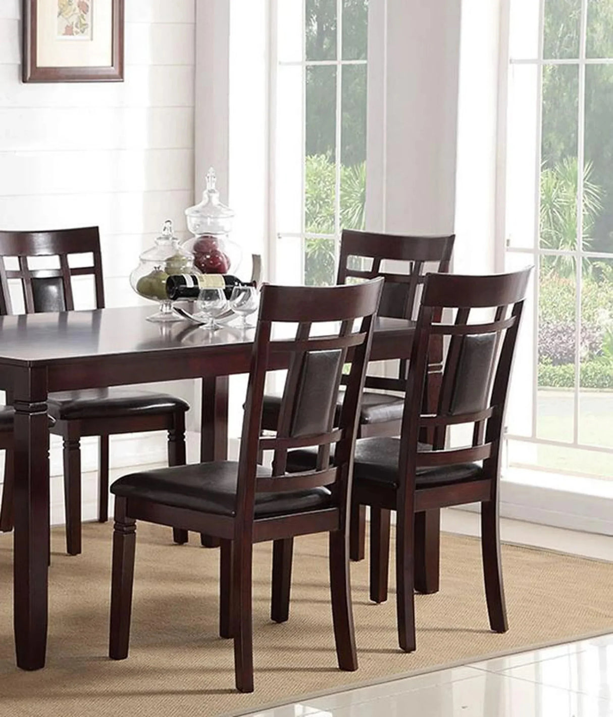 Dining Set with Upholstered PU Chairs 7 Piece Espresso - Furniture Home Direct