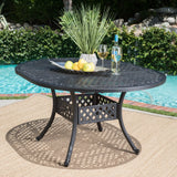 Outdoor Expandable Aluminum Dining Table With Latticework Details And Curvy Legs