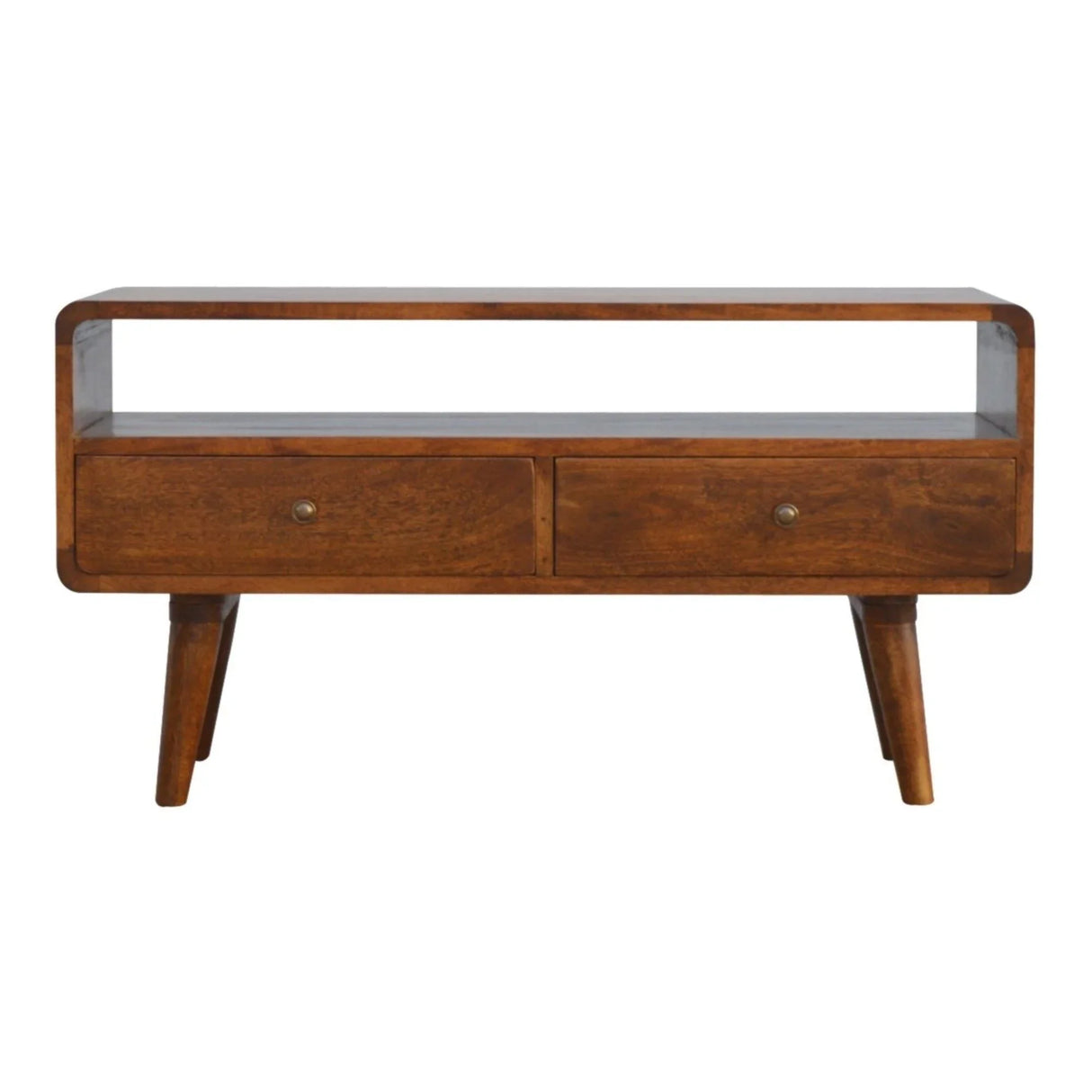 Solid Wood Curved Media Unit