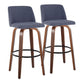 Toriano - Mid Century Modern Fixed Height Barstool Swivel And Round Footrest (Set of 2) - Furniture Home Direct