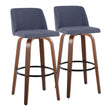 Toriano - Mid Century Modern Fixed Height Barstool Swivel And Round Footrest (Set of 2) - Furniture Home Direct