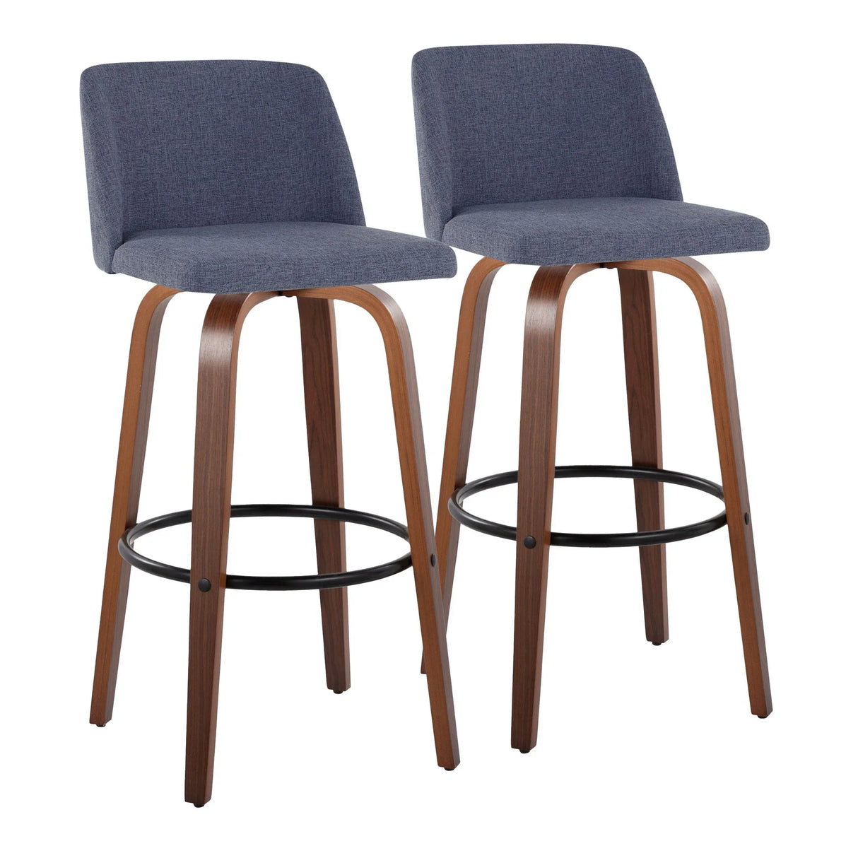 Toriano - Mid Century Modern Fixed Height Barstool Swivel And Round Footrest (Set of 2) - Furniture Home Direct