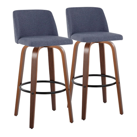 Toriano - Mid Century Modern Fixed Height Barstool Swivel And Round Footrest (Set of 2) - Furniture Home Direct