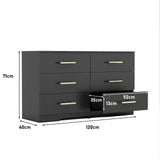 Large 6 Drawers Chest Of Drawer Dressers Table With Golden Handle - Furniture Home Direct