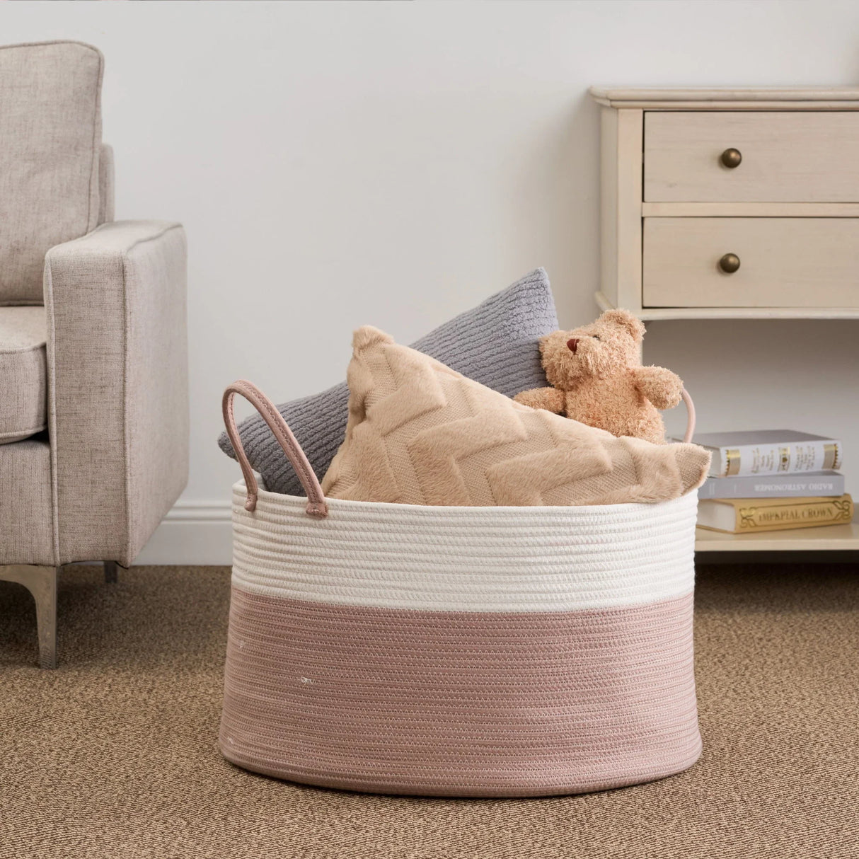 Francis - Cotton Round Laundry And Storage Basket - Furniture Home Direct