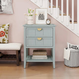 2 Drawer Side Table, American Style, End Table, Suitable For Bedroom, Living Room, Study - Furniture Home Direct