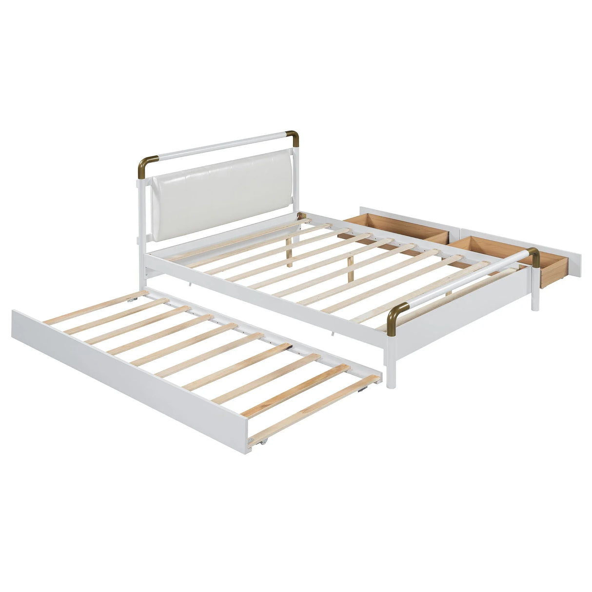Storage Platform Bed, With 2 Big Drawers, Trundle - Furniture Home Direct