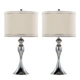 Ashland - Contemporary Table Lamp With Trim (Set of 2) - Polished Chrome / Cream - Furniture Home Direct
