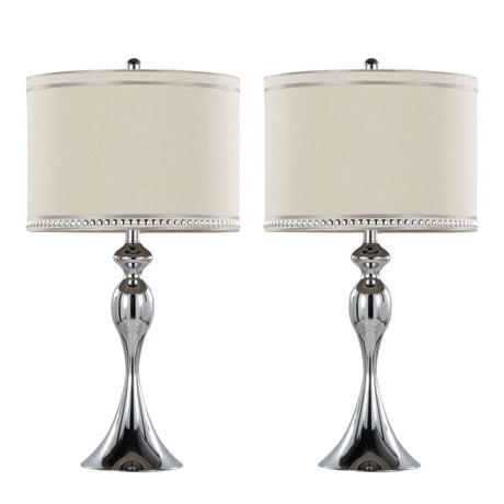 Ashland - Contemporary Table Lamp With Trim (Set of 2) - Polished Chrome / Cream - Furniture Home Direct