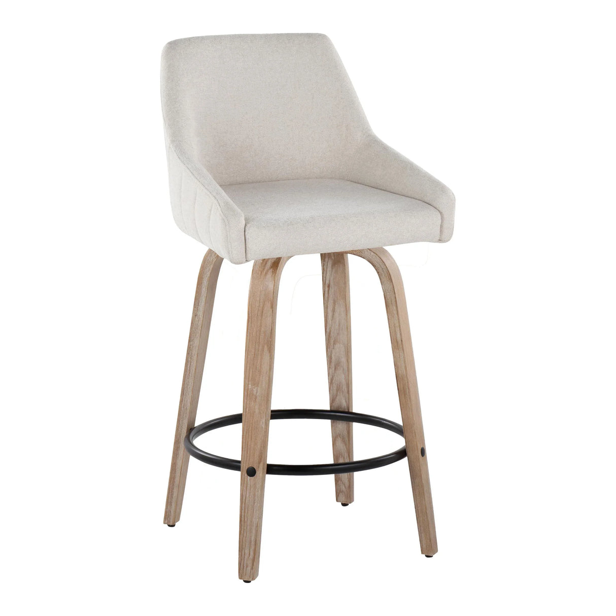 Hannah - Transitional Fixed Height Counter Stool With Swivel With Round Footrest (Set of 2) - Furniture Home Direct