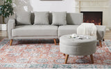 107 Inch Contemporary Sofa With Round Storage Ottoman Grey - Furniture Home Direct