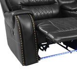 Sectional Sofa Manual Reclining With LED Light Strips Black - Furniture Home Direct