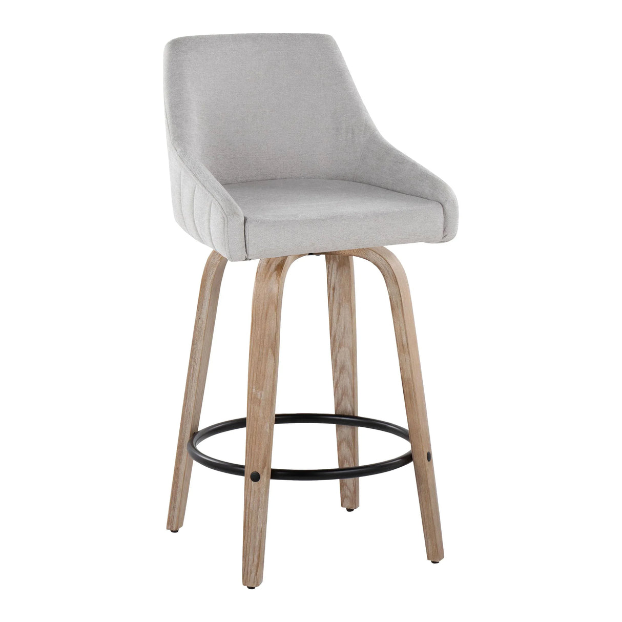 Hannah - Transitional Fixed Height Counter Stool With Swivel With Round Footrest (Set of 2) - Furniture Home Direct