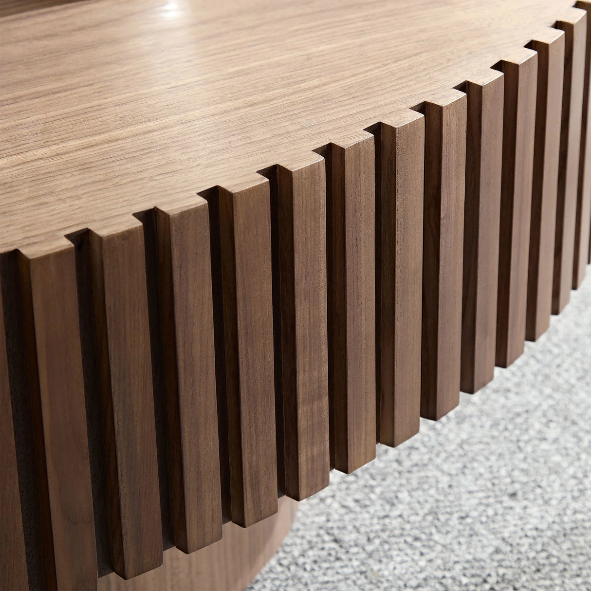 Coffee Table Drum Design With Slatted Sides Dark Walnut - Furniture Home Direct