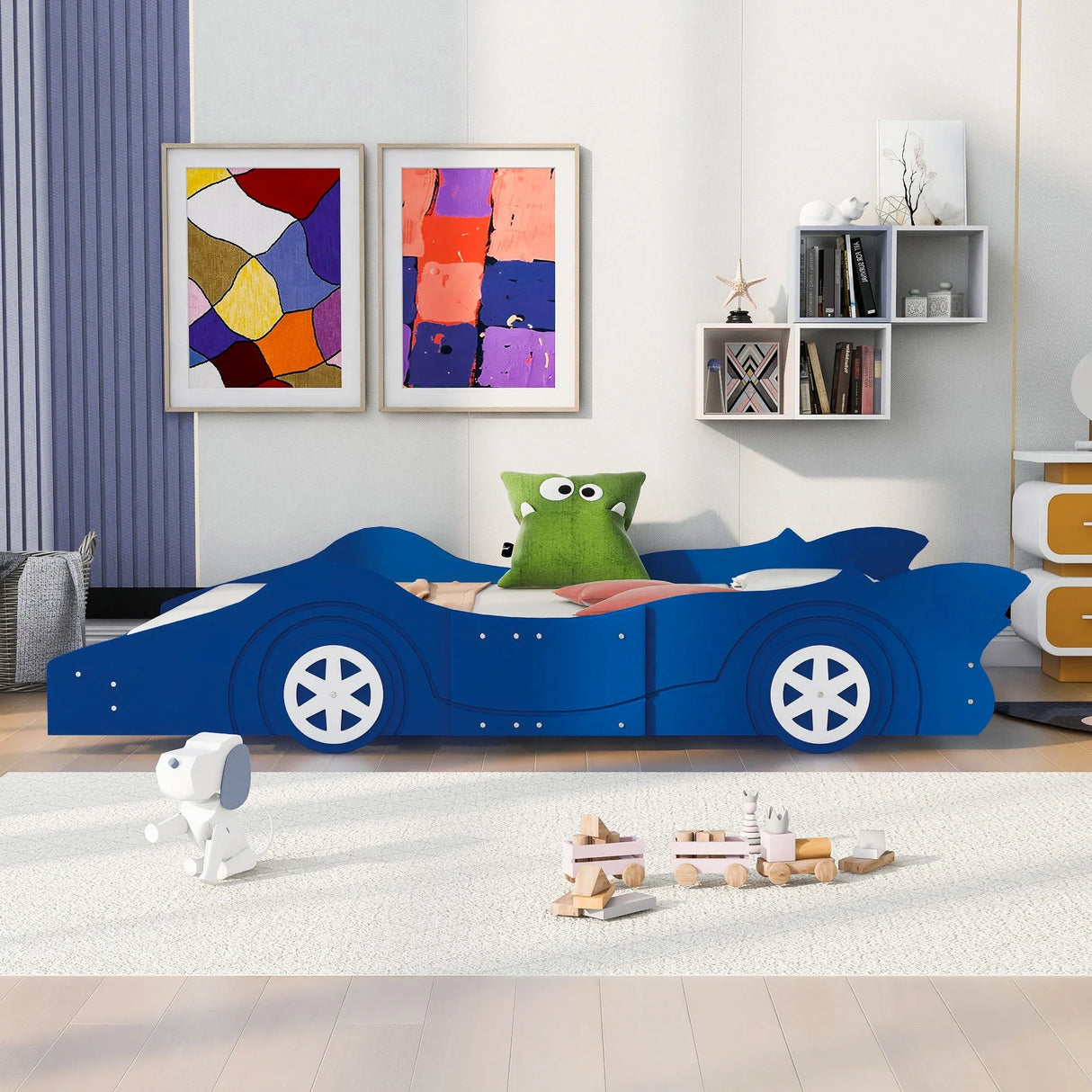 Race Car Shaped Platform Bed & Wheels - Furniture Home Direct