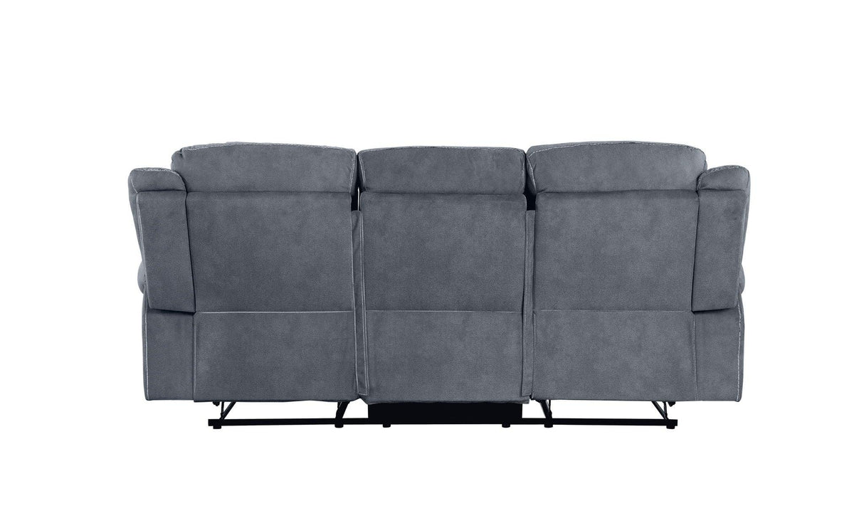Zubaida - Two Tone Velvet Recliner Sofa With USB Port Drop Down Table - Furniture Home Direct