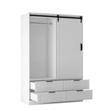Tall Armoire With Sliding Barn Door Drawers Storage White - Furniture Home Direct