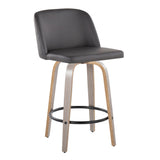 Toriano - Contemporary Fixed Height Counter Stool With Swivel & Round Footrest (Set of 2) - Furniture Home Direct