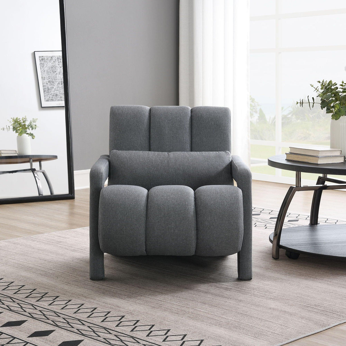 Modern Upholstered Accent Chair, Comfortable Linen Fabric With A Pillow For Living Room - Furniture Home Direct