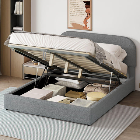Upholstered Platform Bed With Hydraulic Storage System - Furniture Home Direct