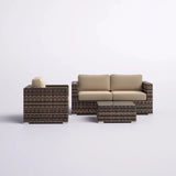 Modern Style Hdpe Wicker Seating Group With Cushions For 3 People In Brown Finish - Furniture Home Direct
