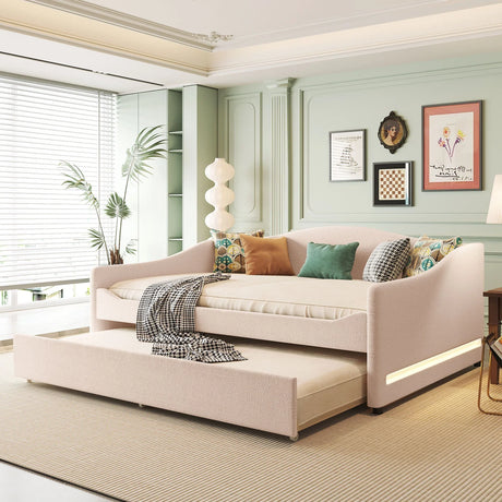Upholstered Daybed With Light And Trundle - Furniture Home Direct