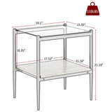 Modern Rectangle End Table (Set of 2) With Tempered Glass Tabletop And Layer - Brown - Furniture Home Direct