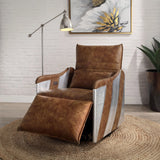 Qalurne - Power Motion Recliner With Swivel - Two Tone Mocha - Furniture Home Direct