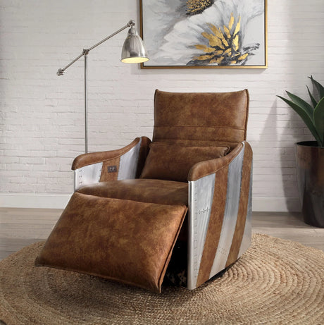 Qalurne - Power Motion Recliner With Swivel - Two Tone Mocha - Furniture Home Direct