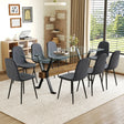Dining Set Glass Table with Dark Gray Chairs Charcoal - Furniture Home Direct