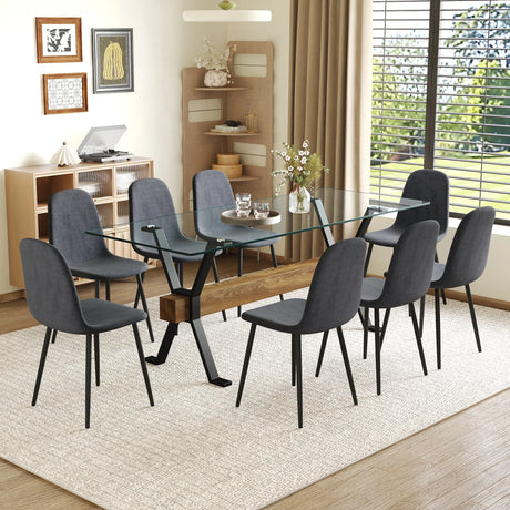 Dining Set Glass Table with Dark Gray Chairs Charcoal - Furniture Home Direct