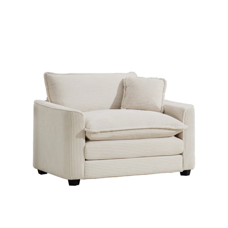 Modern Classic Corduroy Fabric Single Chair Deep Seat Sofa With Pillow - Furniture Home Direct
