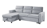 Ivy - Velvet Reversible Sleeper Sectional Sofa With Storage Chaise And Side Pocket - Furniture Home Direct