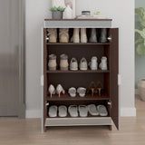Elegant Decor Mirrored Shoe Cabinet With Edging Double Door Storage Cabinets Glass - Brown / Silver / Gray - Furniture Home Direct