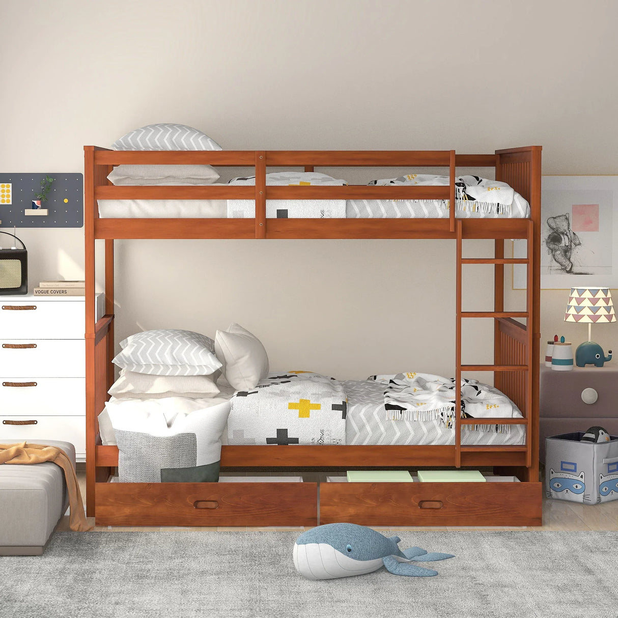 Bunk Bed With Ladders And 2 Storage Drawers - Furniture Home Direct