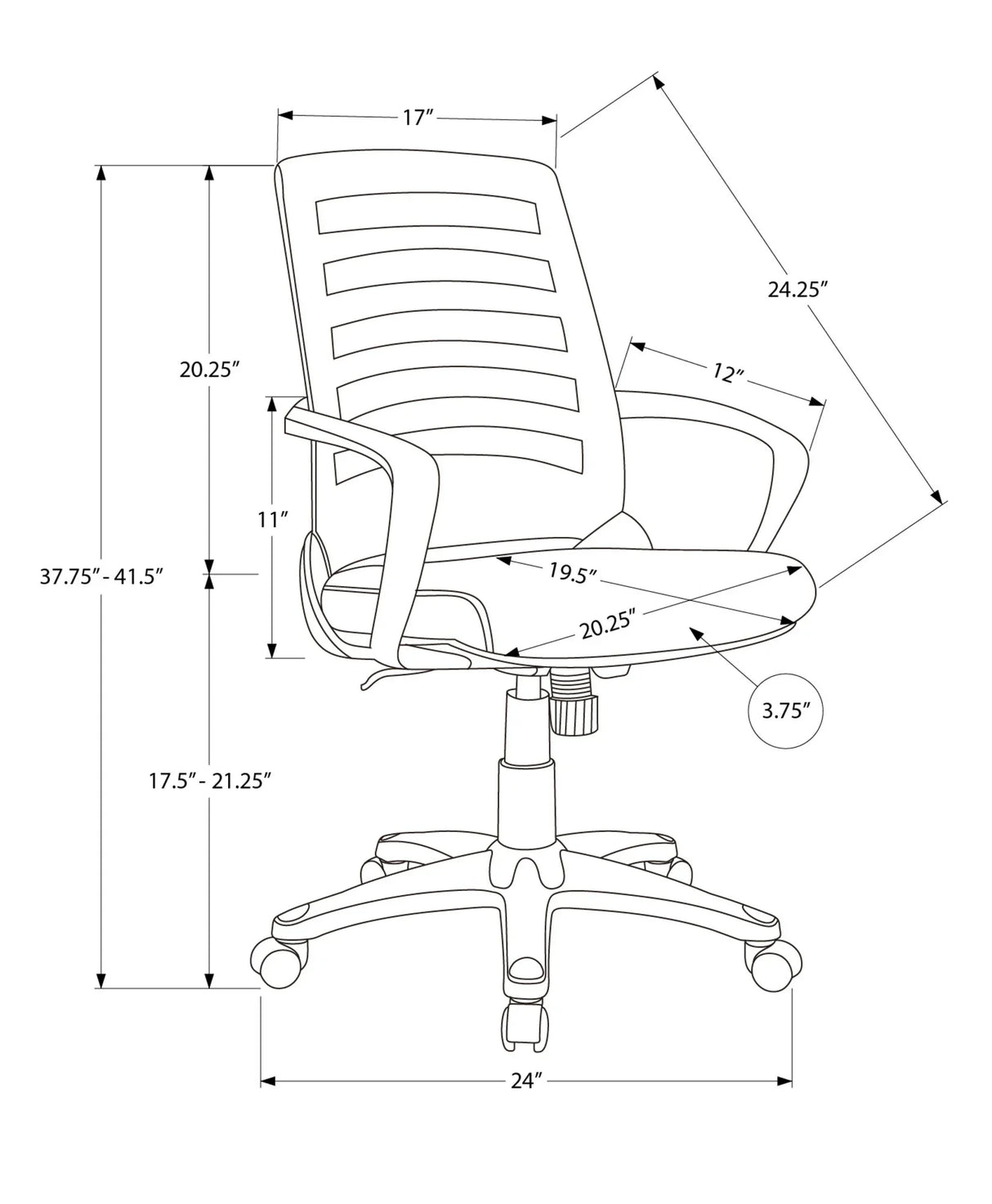 Office Chair, Adjustable Height, Swivel, Ergonomic, Armrests - Furniture Home Direct