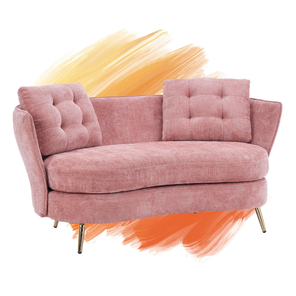 Loveseat Sofa, Upholstered Couch With Metal Legs - Furniture Home Direct