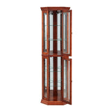 Corner Curio Cabinet With Lights, Adjustable Tempered Glass Shelves, Mirrored Back, Display Cabinet (E26 Light Bulb Not Included) - Furniture Home Direct