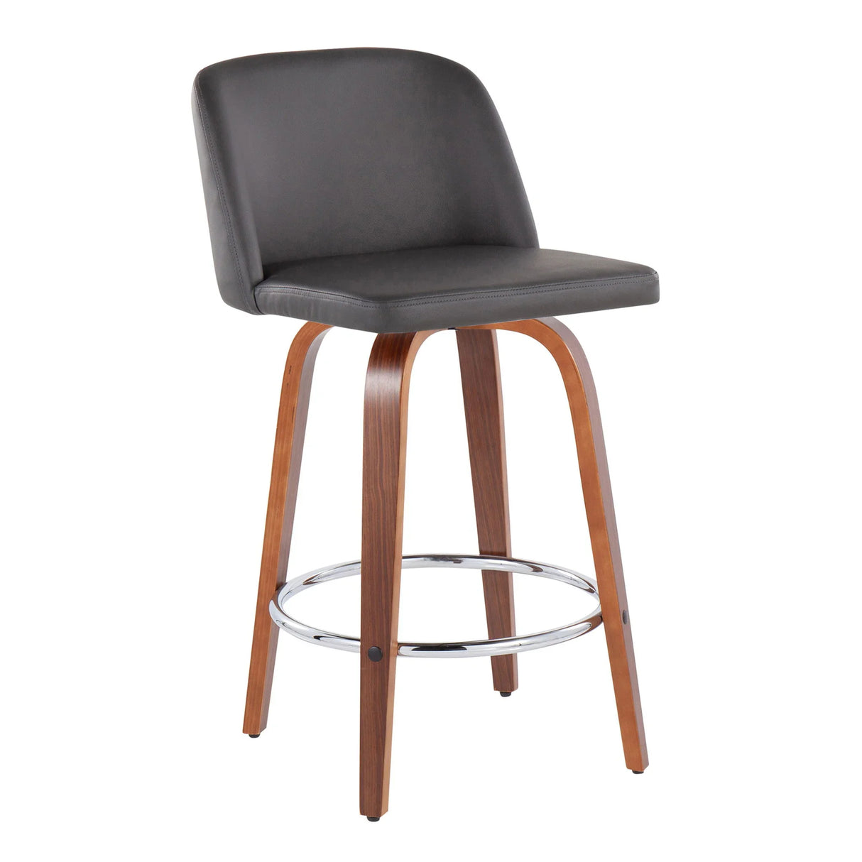 Toriano - Mid-Century Modern Fixed Height Counter Stool With Round Footrest (Set of 2) - Furniture Home Direct