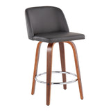 Toriano - Mid-Century Modern Fixed Height Counter Stool With Round Footrest (Set of 2) - Furniture Home Direct