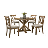 Dining Set Round Solid Wood Table Crossback Chairs Brown - Furniture Home Direct