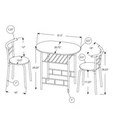 3 Pieces Dining Table Set, Small, Contemporary & Modern - Furniture Home Direct