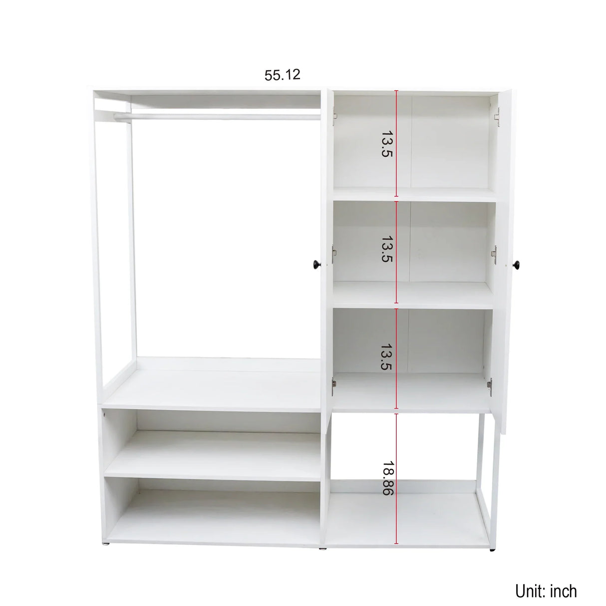 Wardrobe Closet System With Shelves And Hanging Rod White - Furniture Home Direct