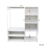 Wardrobe Closet System With Shelves And Hanging Rod White - Furniture Home Direct
