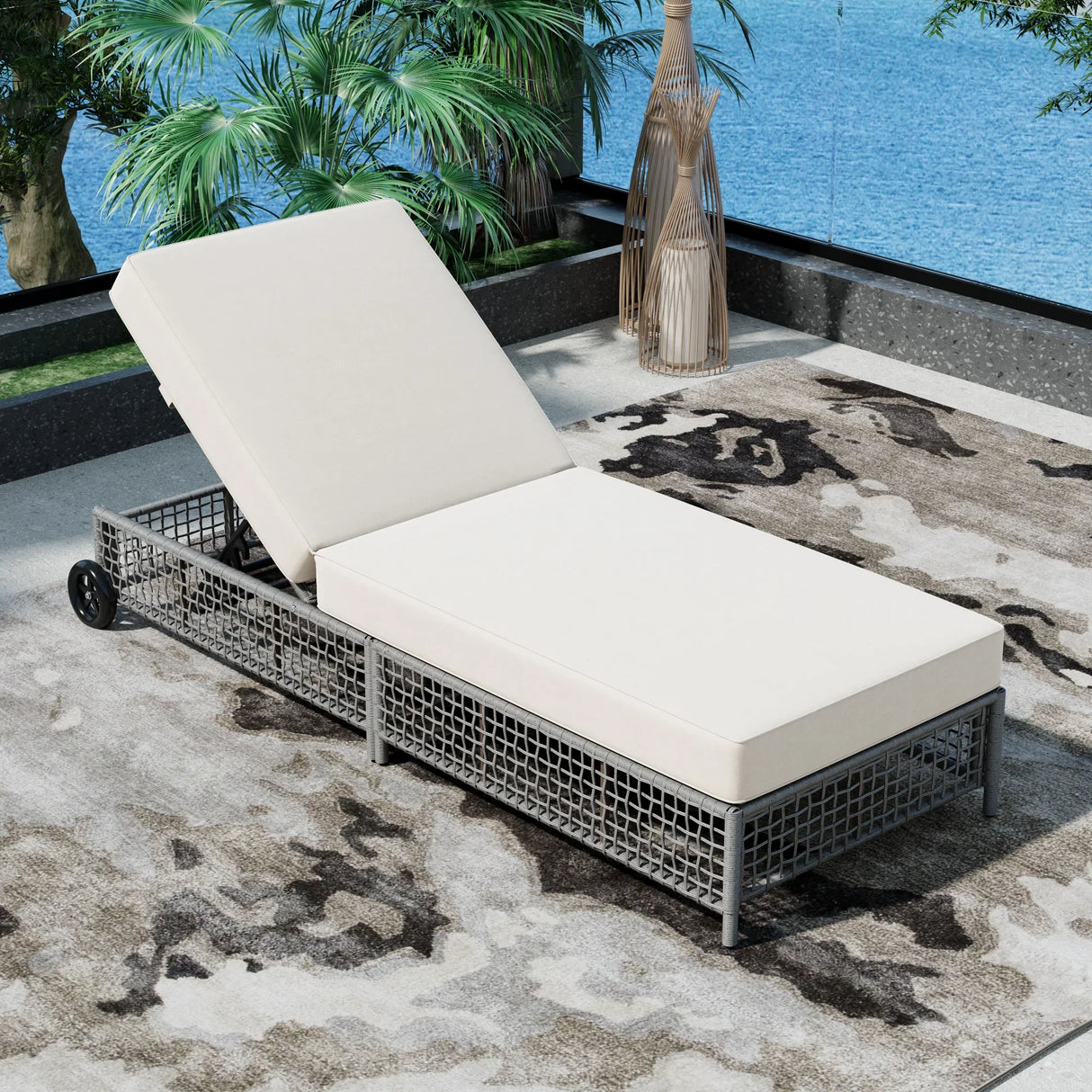 Outdoor Lounge Chair - Beige - Furniture Home Direct