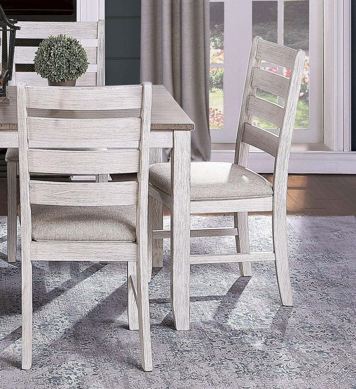 Dining Set Rustic Weathered Wood 7 Piece Multicolor - Furniture Home Direct