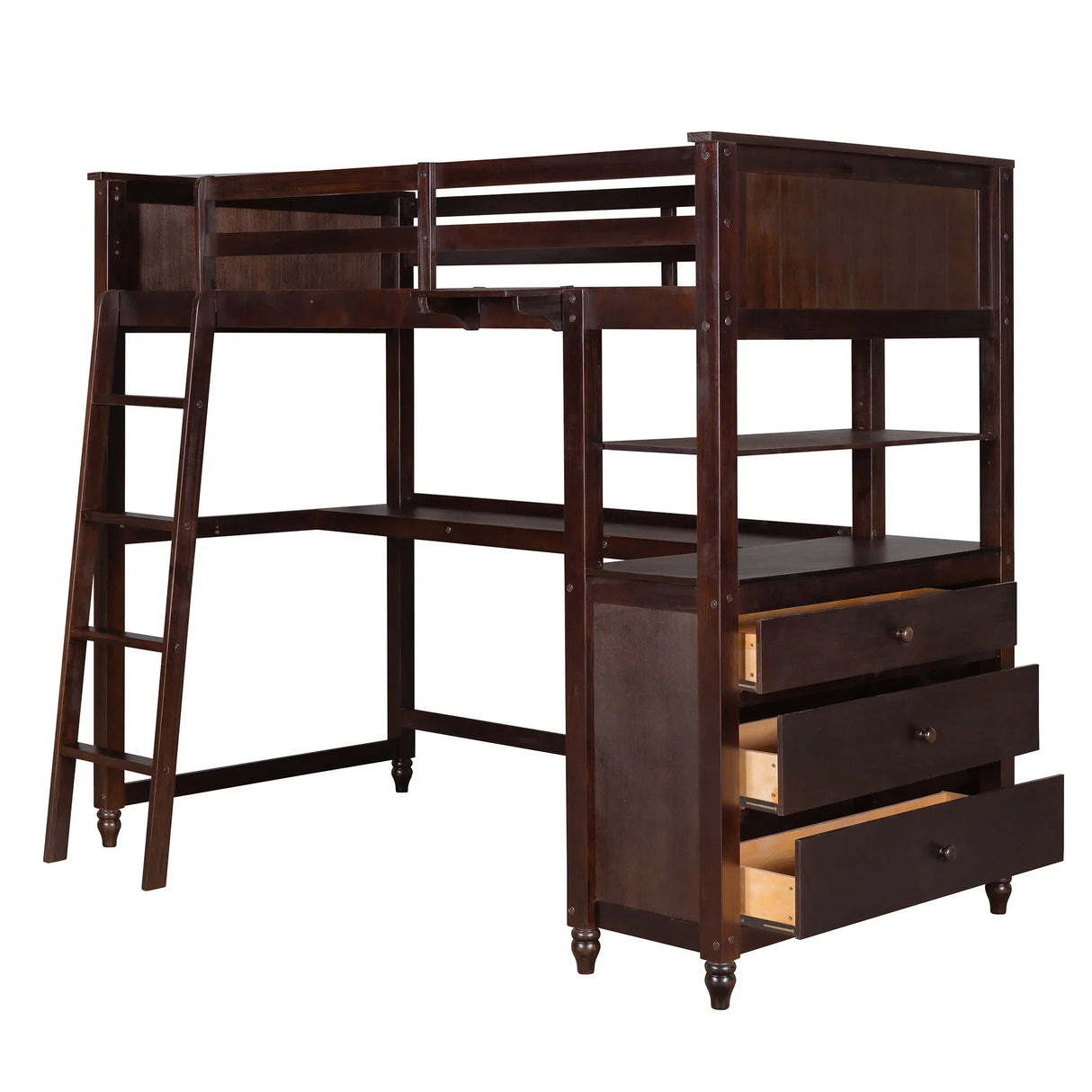 Loft Bed With Drawers With Desk And Shelves - Furniture Home Direct
